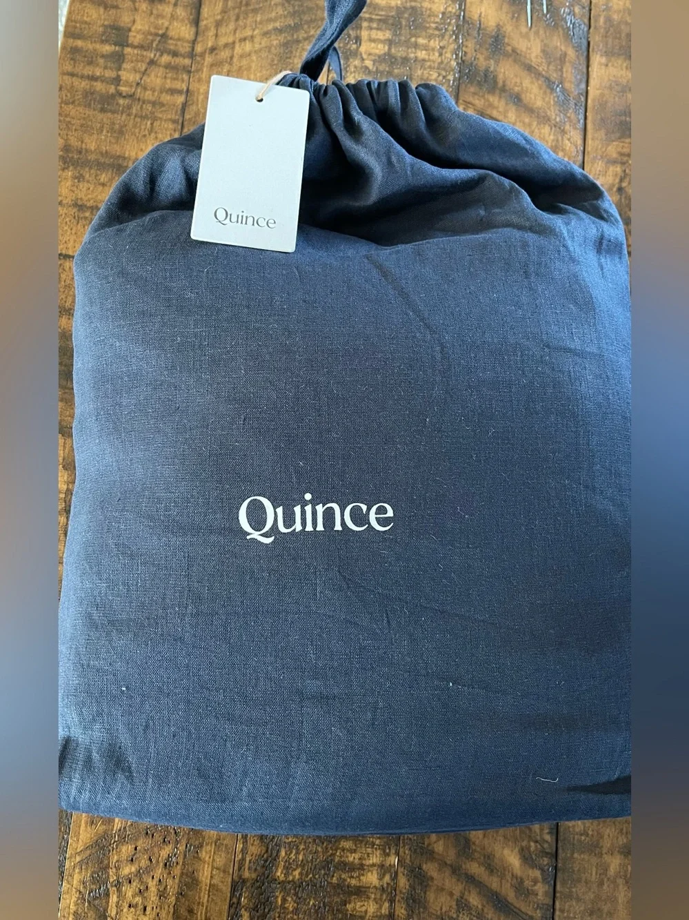 NWT Quince European Linen Duvet Cover Set, Twin (Navy)